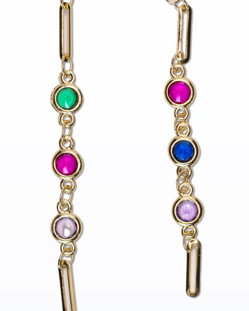 Dancing Rainbow – Orecchini oro con smalti multicolore